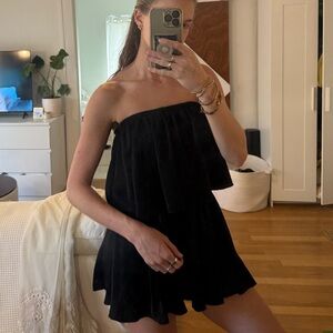 Black Strapless Romper